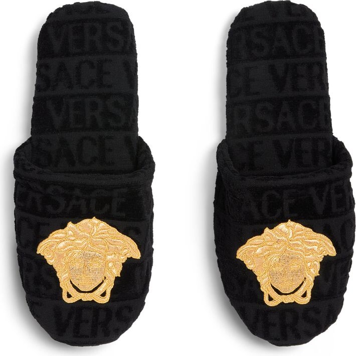 Versace Embroidered Medusa Slippers - ShopStyle