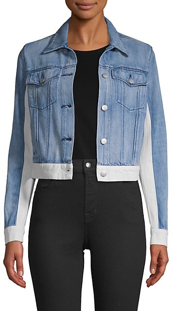 super cropped black denim jacket