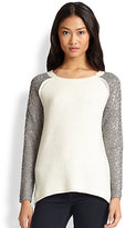 Thumbnail for your product : Rebecca Taylor Metallic Leopard-Patterned Raglan-Sleeved Sweater