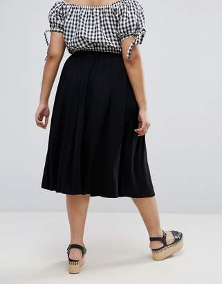 ASOS Curve Jersey Midi Skirt With Pockets