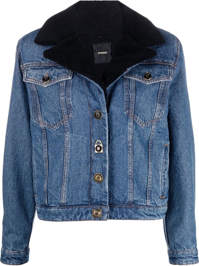 Pinko FauxShearling Lined Denim Jacket ShopStyle