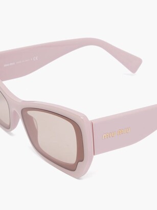 Miu Miu Rectangular Acetate Sunglasses - Pink