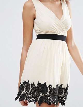 Little Mistress Skater Dress With Lace Border