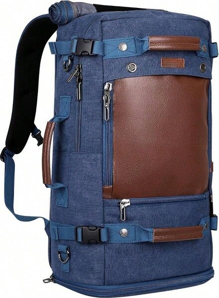 LOVELAY CREATIONS CanvasCarry-OnDuffelBackpack:BlueA2021withShoeStorageSpaciousUnisexRucksackforTravelEssentialsBlueStandard