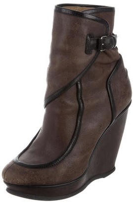 Balenciaga Leather Wedge Boots