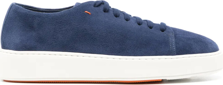 Santoni Fuzz Suede Low-Top Sneakers - ShopStyle