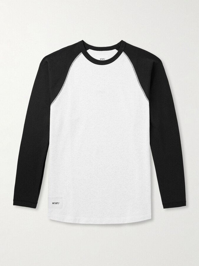 WTAPS Ian Logo-Appliquéd Two-Tone Cotton-Jersey T-Shirt