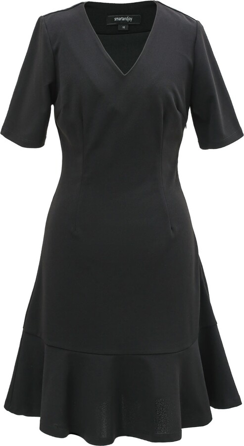 Smart and Joy Minimalist Trapeze Jersey Dress - Black