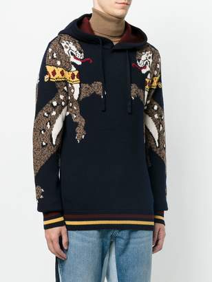 Dolce & Gabbana leopard intarsia knit hoodie