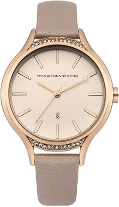 French Connection Women's Quartz Metal and Leather Casual Watch, Color: (Model: FC1292CRG)