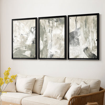 Wildon Home Stonewash I -Custom Framed Wrapped Gallery Canvas - 3 Pieces