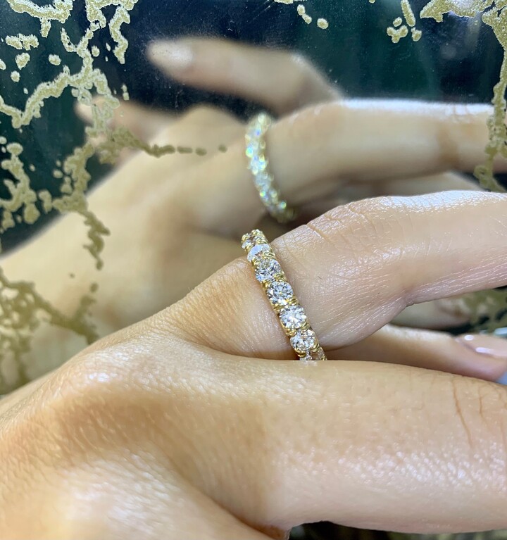 Etsy 14Kt Yellow Gold 2.89 Carat Diamond Sharing Prong Eternity Band