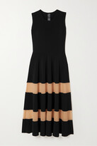 Thumbnail for your product : Norma Kamali Striped Tulle-trimmed Twill Midi Dress