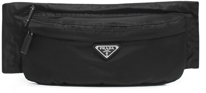 prada logo plaque belt bag