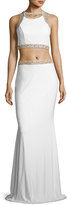 Thumbnail for your product : Faviana Sleeveless Beaded Two-Piece Gown, White/Gold