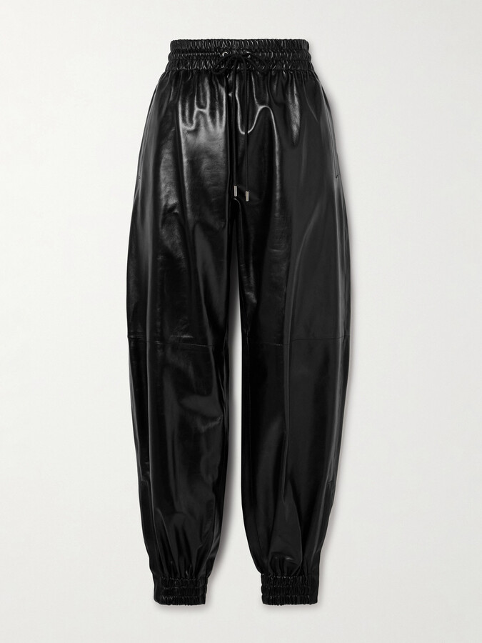 Salon 1884 - Toda Leather Tapered Track Pants - Black