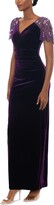 Thumbnail for your product : Xscape Evenings Women's V-Neck Beaded-Sleeve Velvet Gown