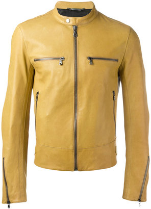 Dolce & Gabbana leather zip jacket - men - Lamb Skin/Acetate/Viscose - 48