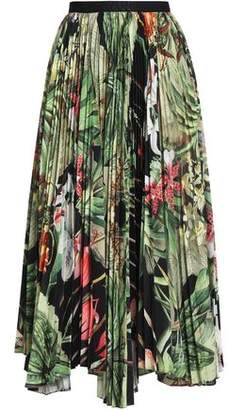 Adam Lippes Pleated Floral-Print Woven Midi Skirt
