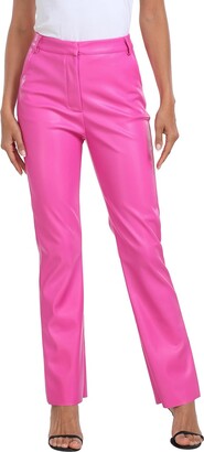 HDE Women's Faux Leather Pants High Waisted Straight Leg Trousers