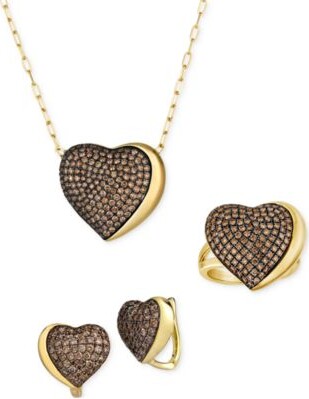 Le Vian .46 ct. t.w. Chocolate Diamond Heart Necklace in 14kt Strawberry  Gold. 18