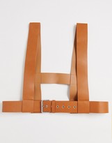 Thumbnail for your product : ASOS DESIGN faux leather chest harness in tan