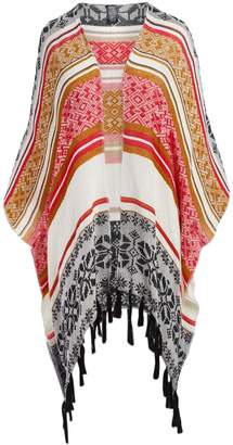 Raj Imports Women's Kimono Cardigans BLACK - Black & Red Geometric Erica Sidetail Kimono - Women