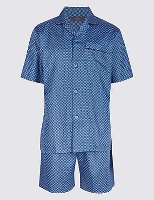 M&S Collection Pure Cotton Printed Pyjama Shorts Set