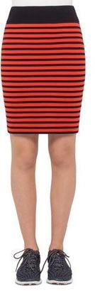 Akris Punto Two-Tone Striped Pencil Skirt, Rust/Navy
