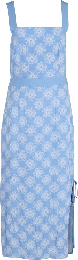 Diane von Furstenberg Open Back Midi Dress in Blue Polyester