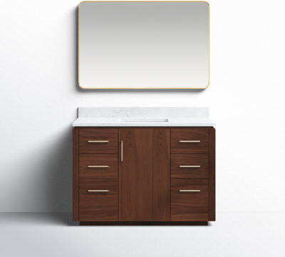 Cloverfield 48" Single Bath Vanity with Grain Composite Stone Top and Mirror