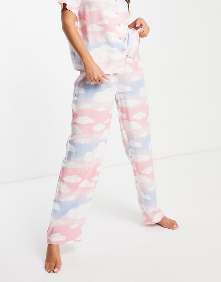 ASOS DESIGN Maternity mix & match cotton pajama pants in sage