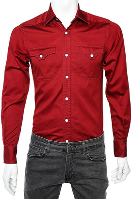 Gucci Red Cotton Pocket Detail Long Sleeve Shirt S - ShopStyle
