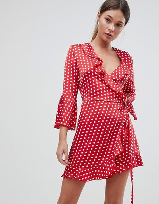 outrageous fortune ruffle wrap dress