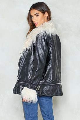 Nasty Gal Fur-St Come Fur-St Served Faux Fur Moto Jacket
