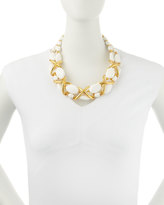 Thumbnail for your product : Jose & Maria Barrera 24k Gold Plate Braid & White Beaded Collar Necklace