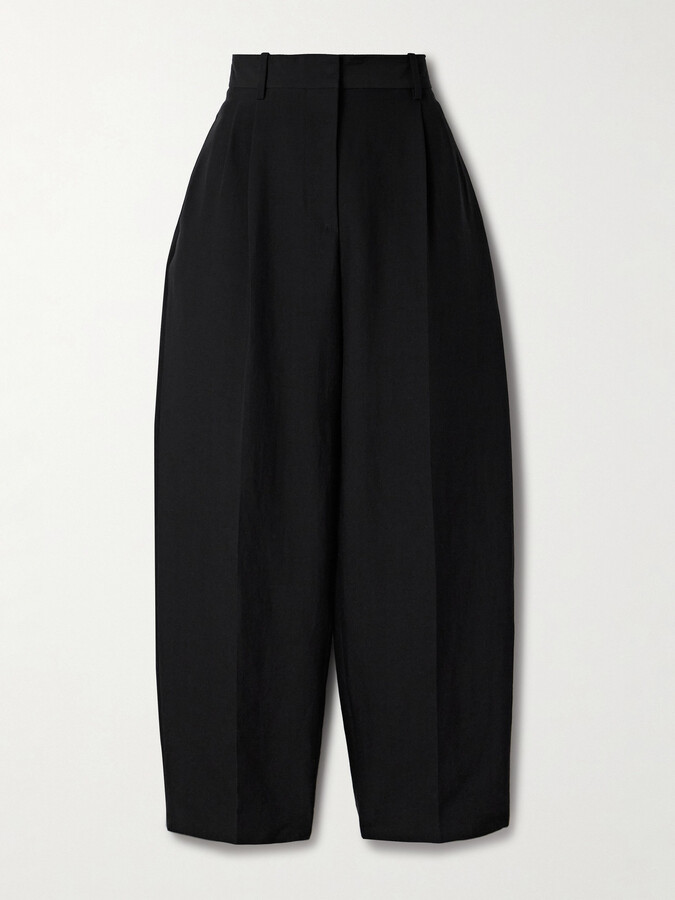 The Row Lilas Pleated Wool-blend Twill Tapered Pants - Black