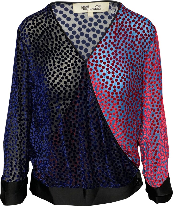 Diane von Furstenberg Semi Sheer Blouse in Black Viscose