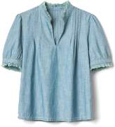 Thumbnail for your product : Gap Short Sleeve Pintuck Top in Chambray