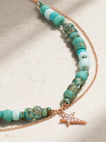 Thumbnail for your product : Diane Kordas Star 14-karat Rose Gold, Enamel, Turquoise And Diamond Anklet - One size