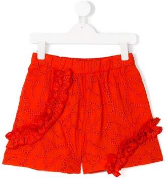MSGM Kids embroidered ruffled shorts
