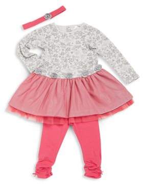 Petit Lem Baby's Dress, Leggings & Headband Set