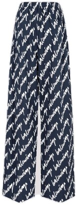 Balenciaga Scribble Logo Printed Wide Pants - ShopStyle