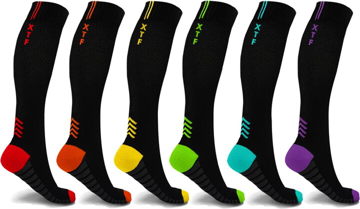 Extreme Fit High Energy Knee High Compression Socks for Men and Women, 6 Pack