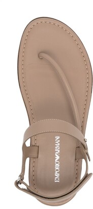Emporio Armani Diagonal-Strap Leather Sandals