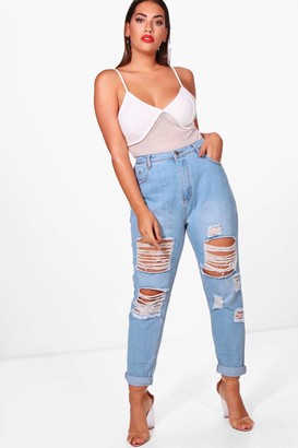 boohoo Plus All Over Ripped Jeans