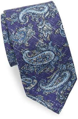 Isaia Washed Paisley Silk Tie