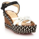 Thumbnail for your product : Christian Louboutin Lagoa Rope-Trimmed Leather Wedge Sandals