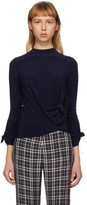 Thumbnail for your product : Rokh Navy Knotted Long Sleeve T-Shirt