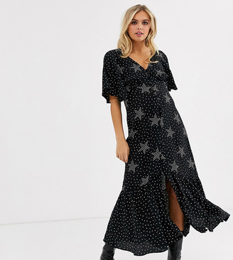 Topshop Maternity midi dress with flare sleeves in star print - ShopStyle
